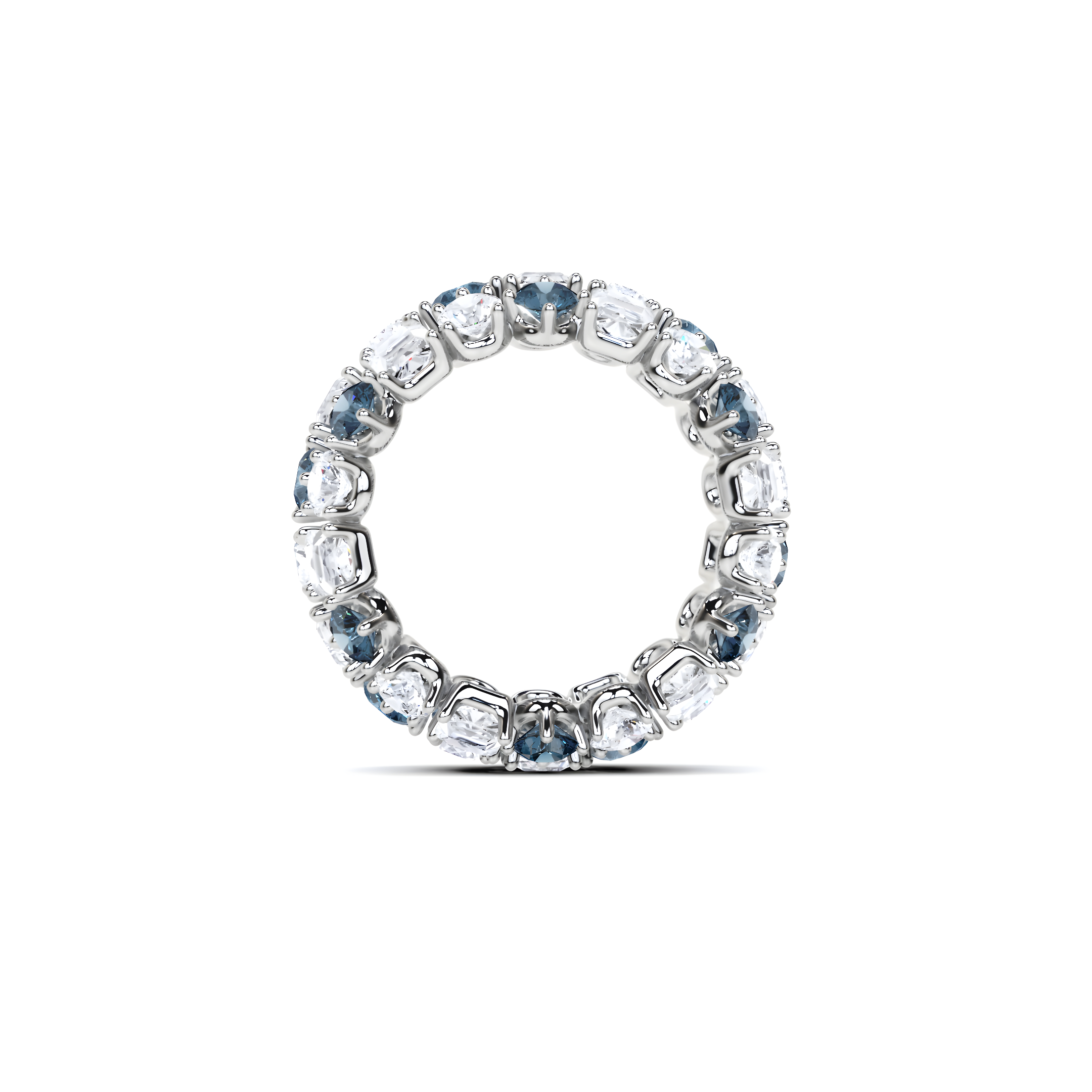 Anillo clásico con corona de diamantes y zafiros 
