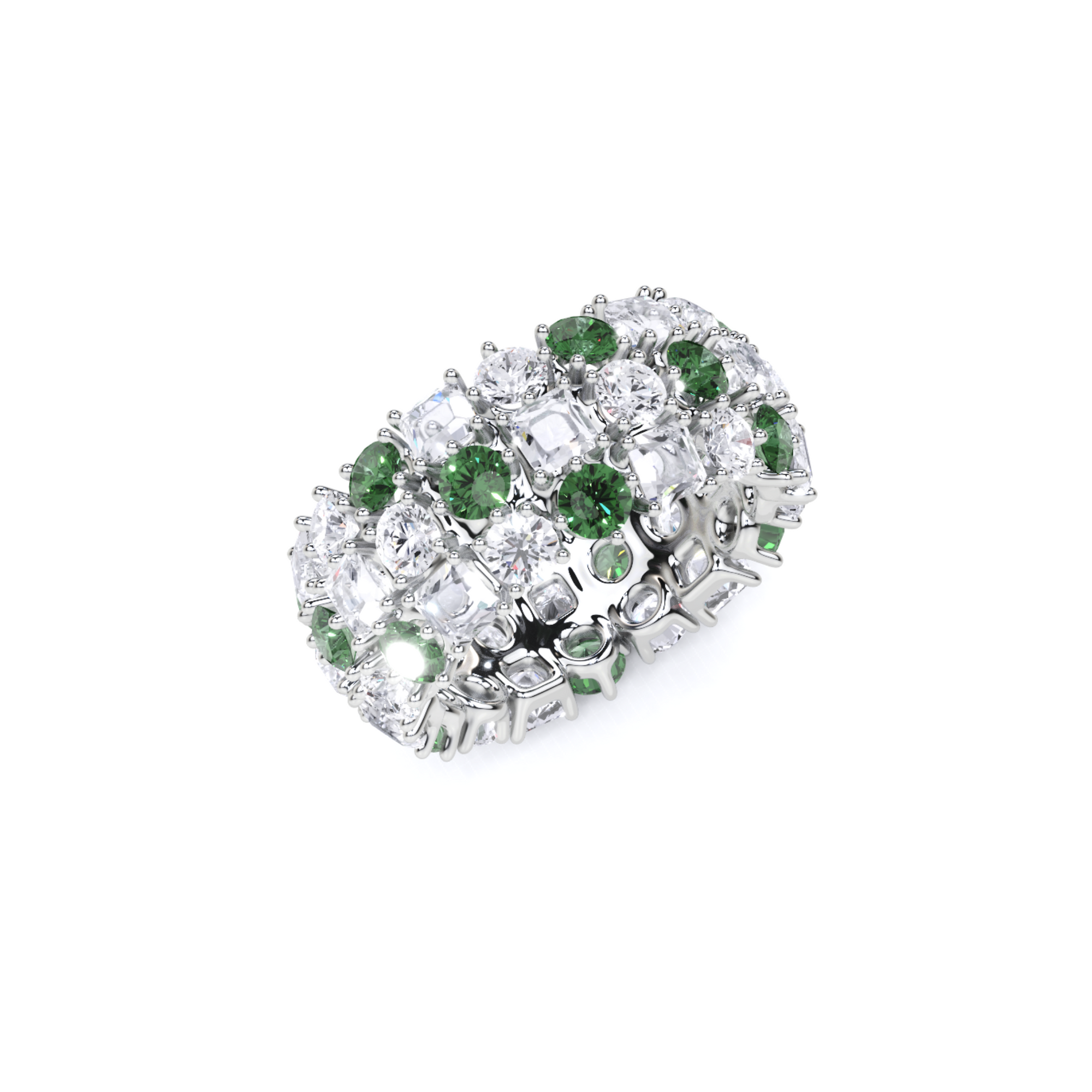 Classic Crown Emerald and White Diamond Ring