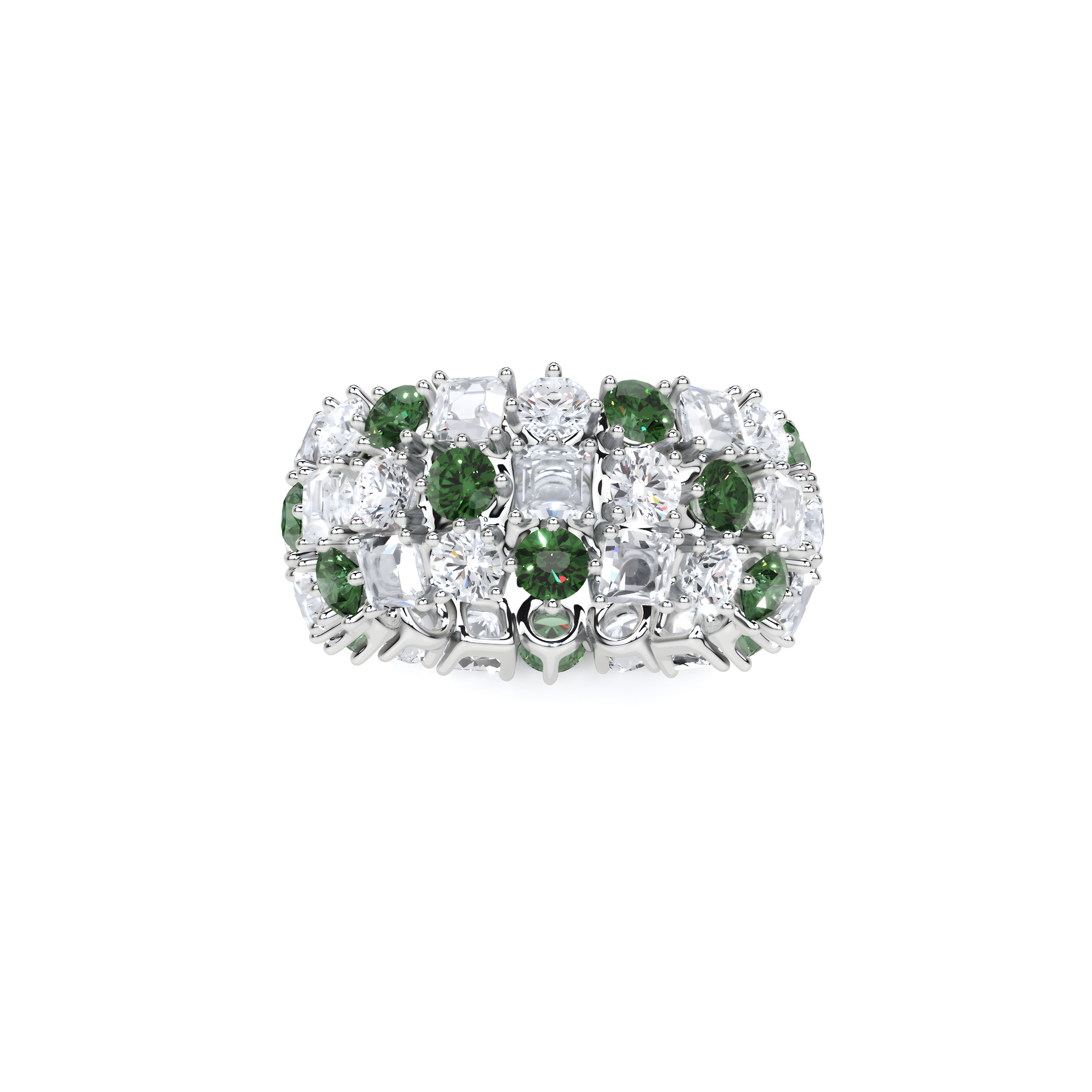 Classic Crown Emerald and White Diamond Ring