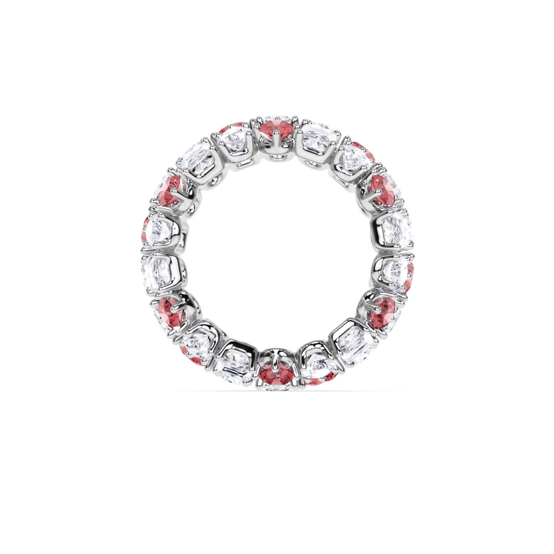 Anillo clásico con corona de diamantes y rubíes 