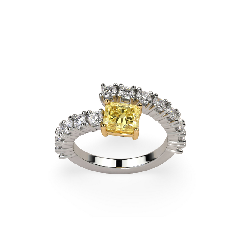 Navette-Ring mit weißem Diamanten – Weißgold