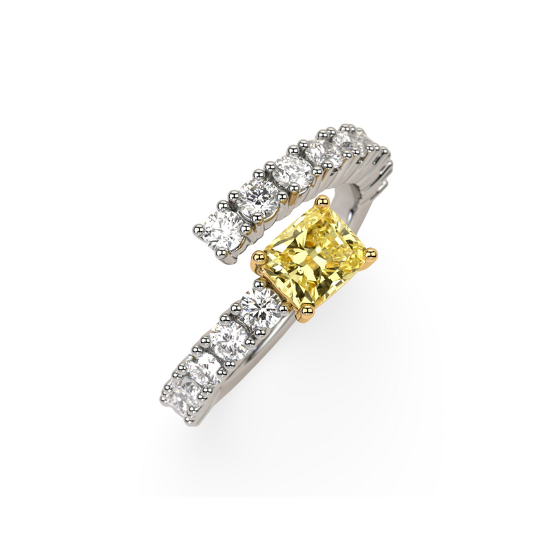Navette-Ring mit weißem Diamanten – Weißgold