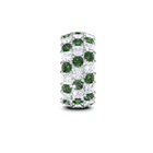 Anillo clásico redondo con esmeralda y diamantes 