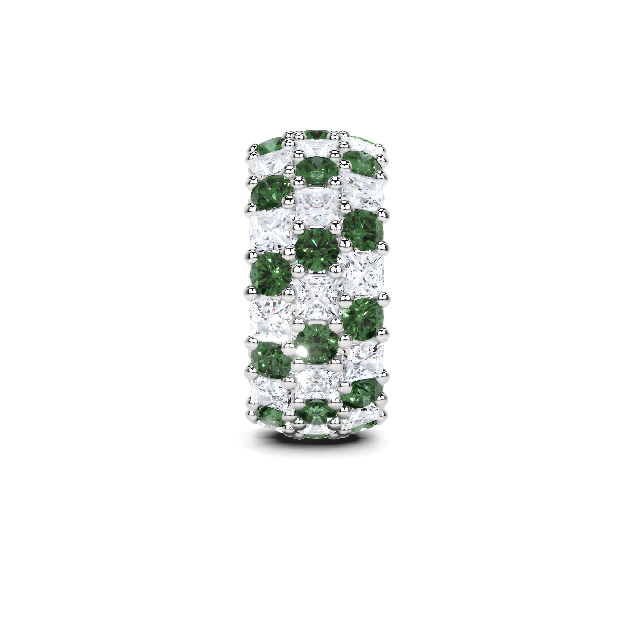 Anillo clásico redondo con esmeralda y diamantes 