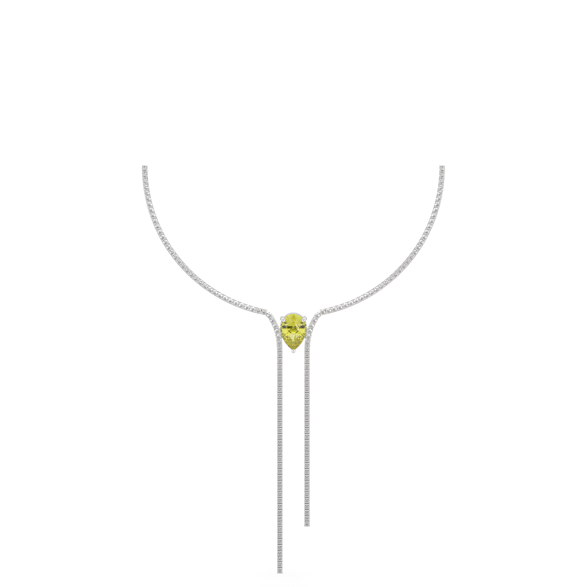 Collar clásico de alta joyería con diamantes de talla pera amarilla 