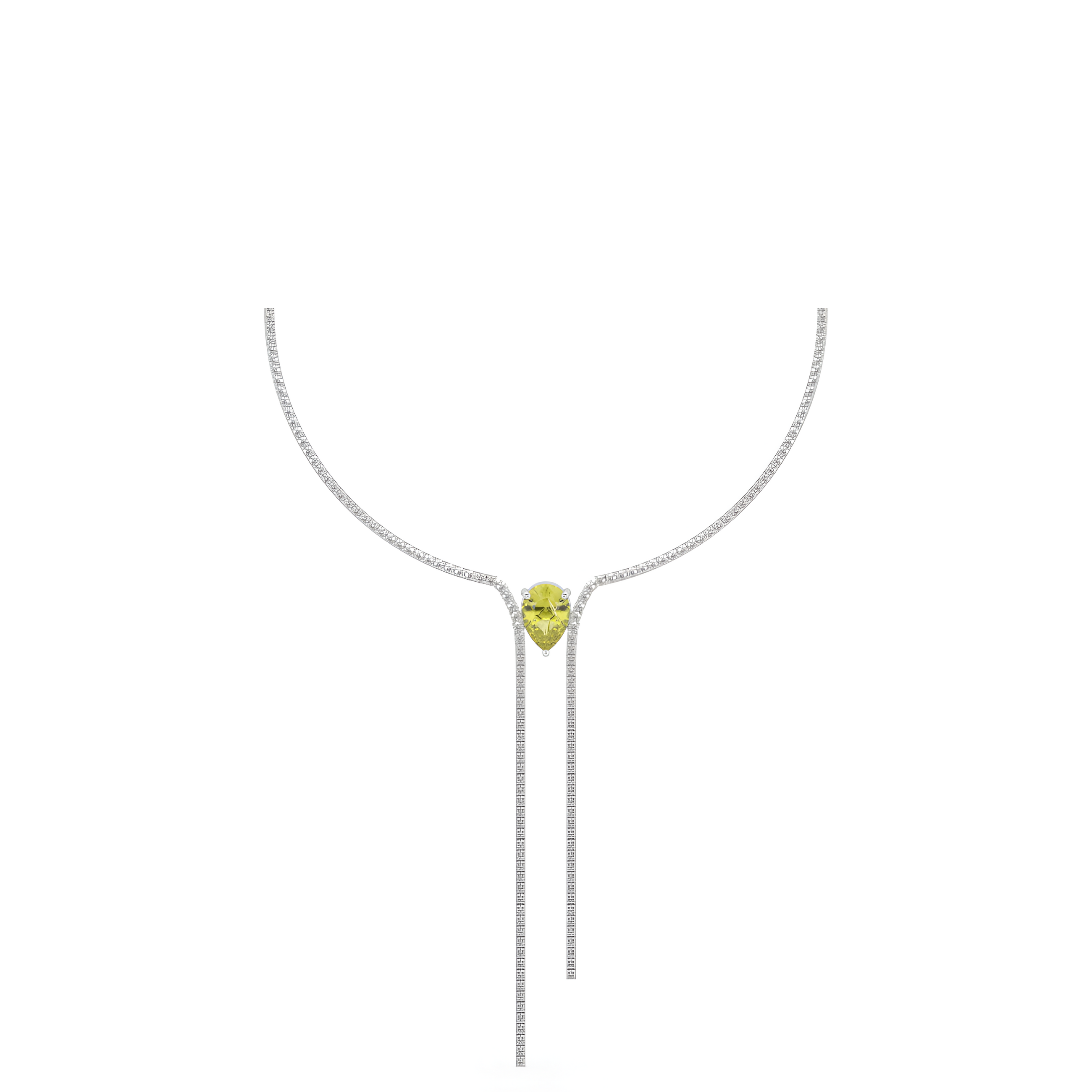 Collar clásico de alta joyería con diamantes de talla pera amarilla 