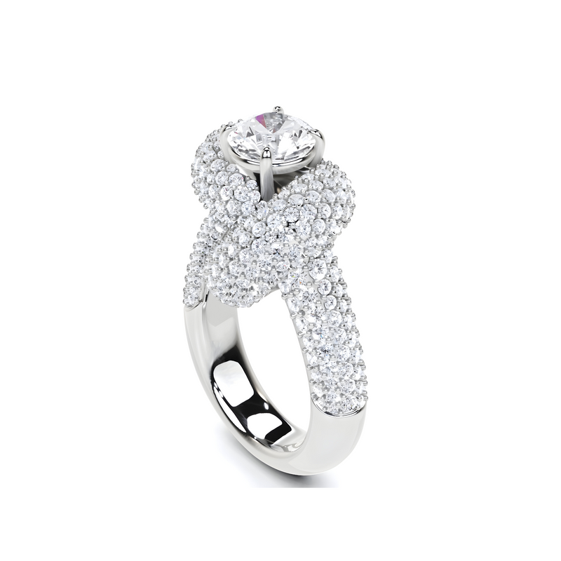 Navette-Ring mit weißem Diamanten – Weißgold
