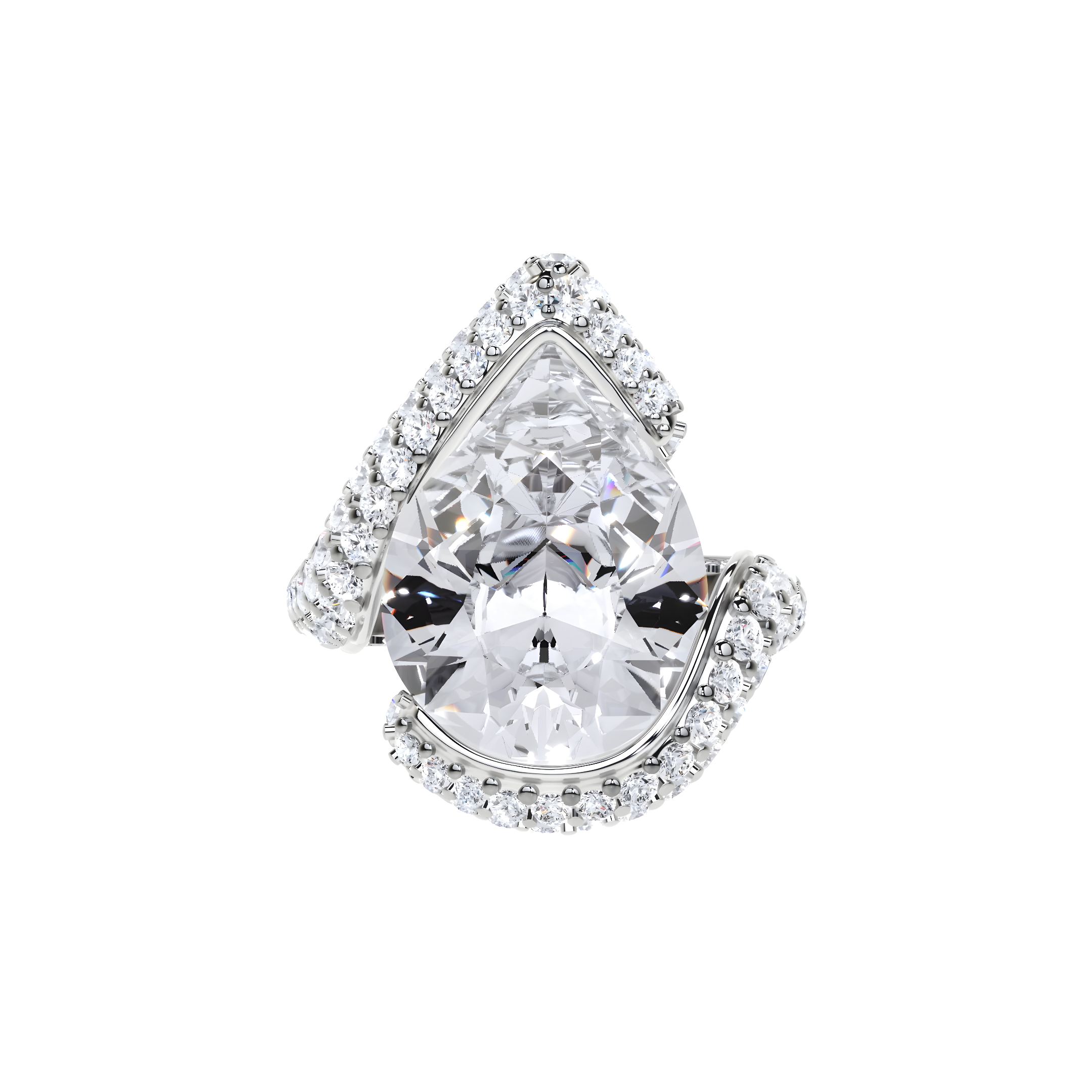 Navette-Ring mit weißem Diamanten – Weißgold
