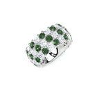 Anillo clásico redondo con esmeralda y diamantes 