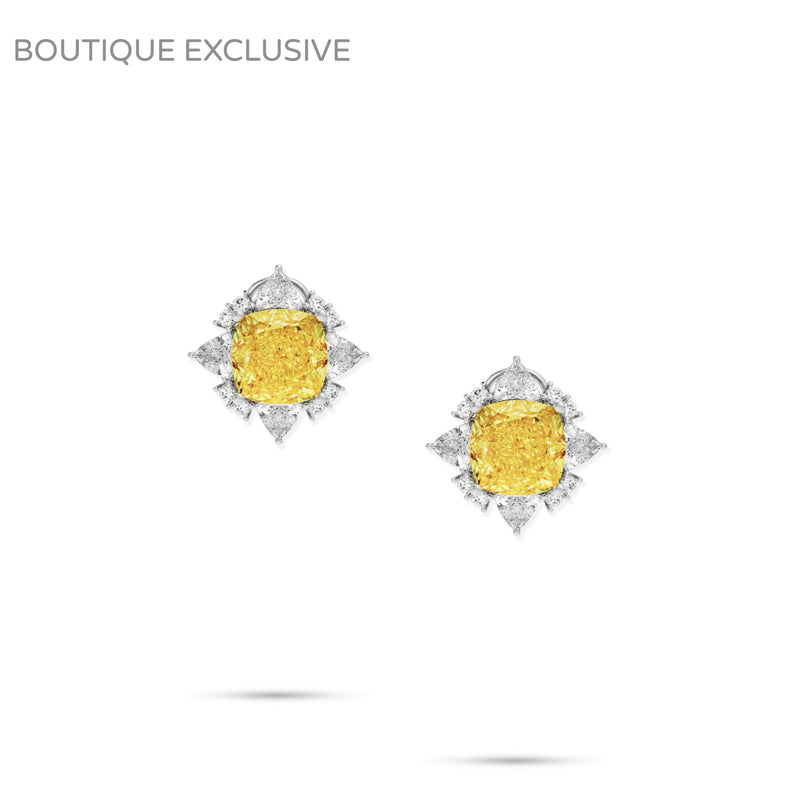Fancy Yellow Cushion Cut Earrings - Boutique Exclusive