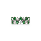 Classic Two Row Crown Emerald and Diamond Ring